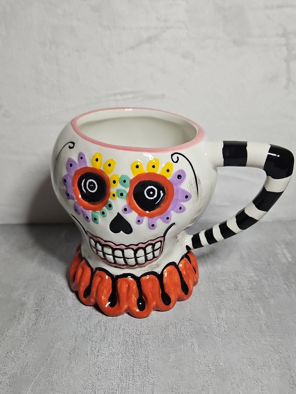 Blue Sky Clayworks sugar skull mug,  designed by Heather Goldminc.